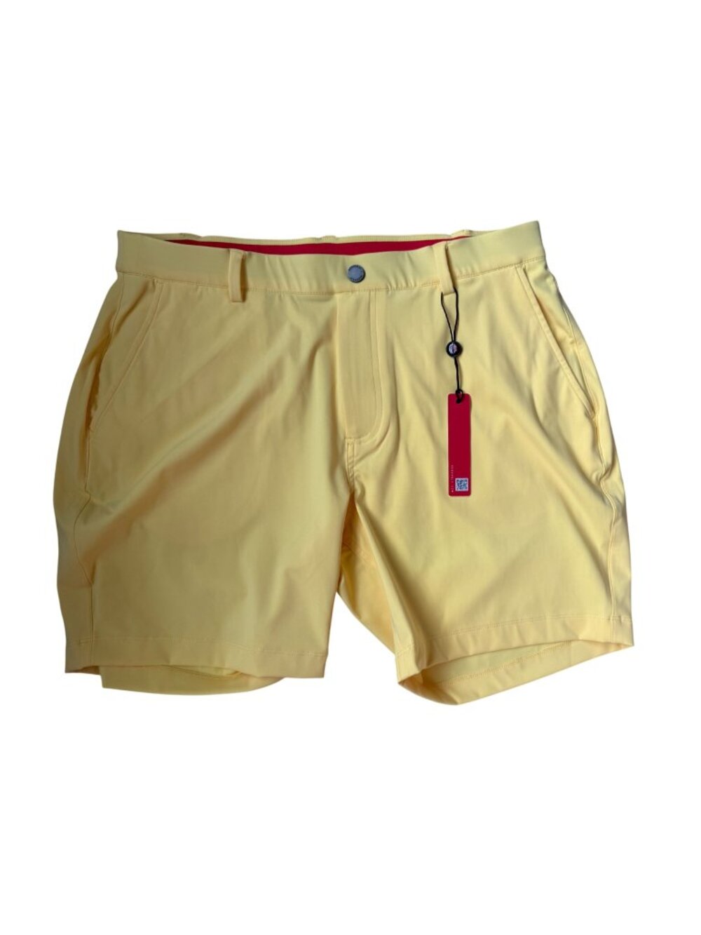 Redvanly New Mens Shorts Size Large Yellow Varick 7" Inseam Stretch Golf Casual